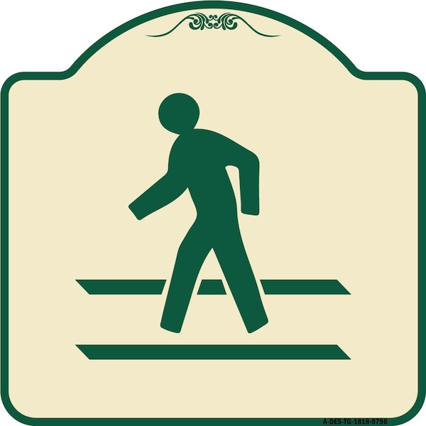 Signmission Designer Series-Pedestrian Crossing, Tan & Green Heavy-Gauge Aluminum, 18" x 18", TG-1818-9796 A-DES-TG-1818-9796 - main